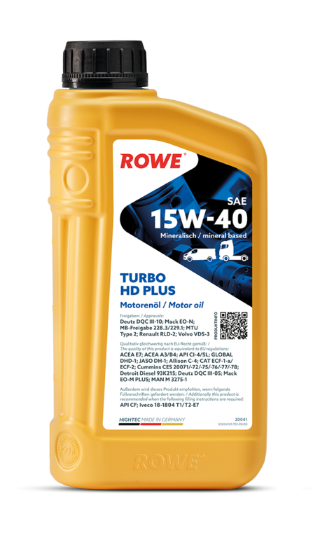 Motoröl ROWE HIGHTEC TURBO HD PLUS SAE 15W-40 (div. Gebinde)