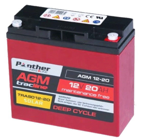 Panther Batterien tracline 12V 20Ah AGM Deep Cycle Solar